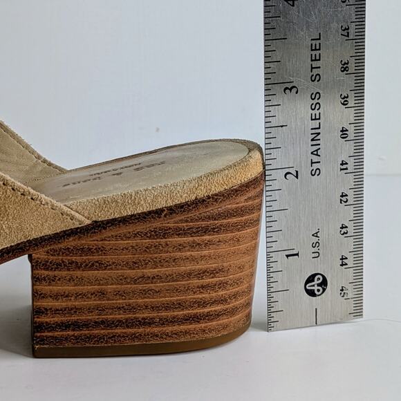 rag & bone Mules Weiss Shoes Womens 37.5 Tan Suede Leather Studded Slip On Heels - Picture 13 of 13